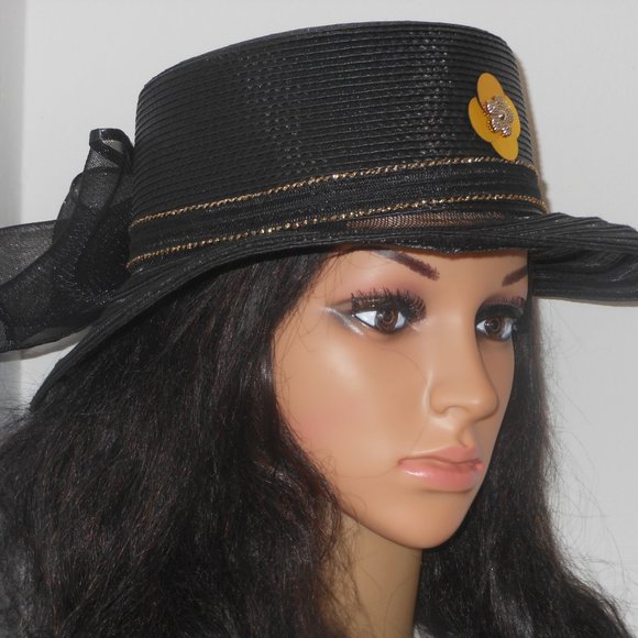 NuCollections Black Classy Hat One Size - Picture 2 of 5